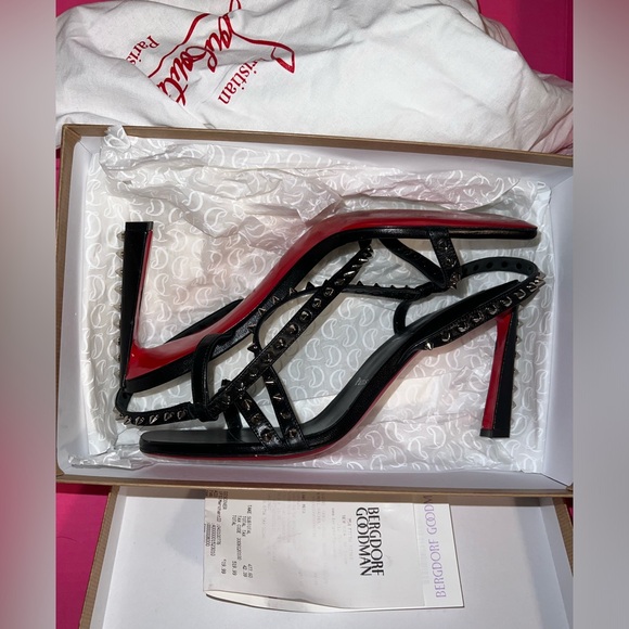 Christian Louboutin Rosa Condorapik 85 black leather sandals size 41.5 - Picture 1 of 6